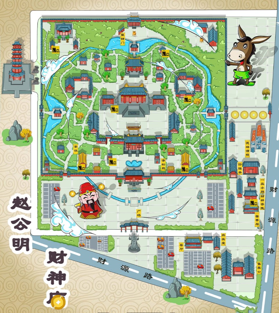 平阴寺庙类手绘地图